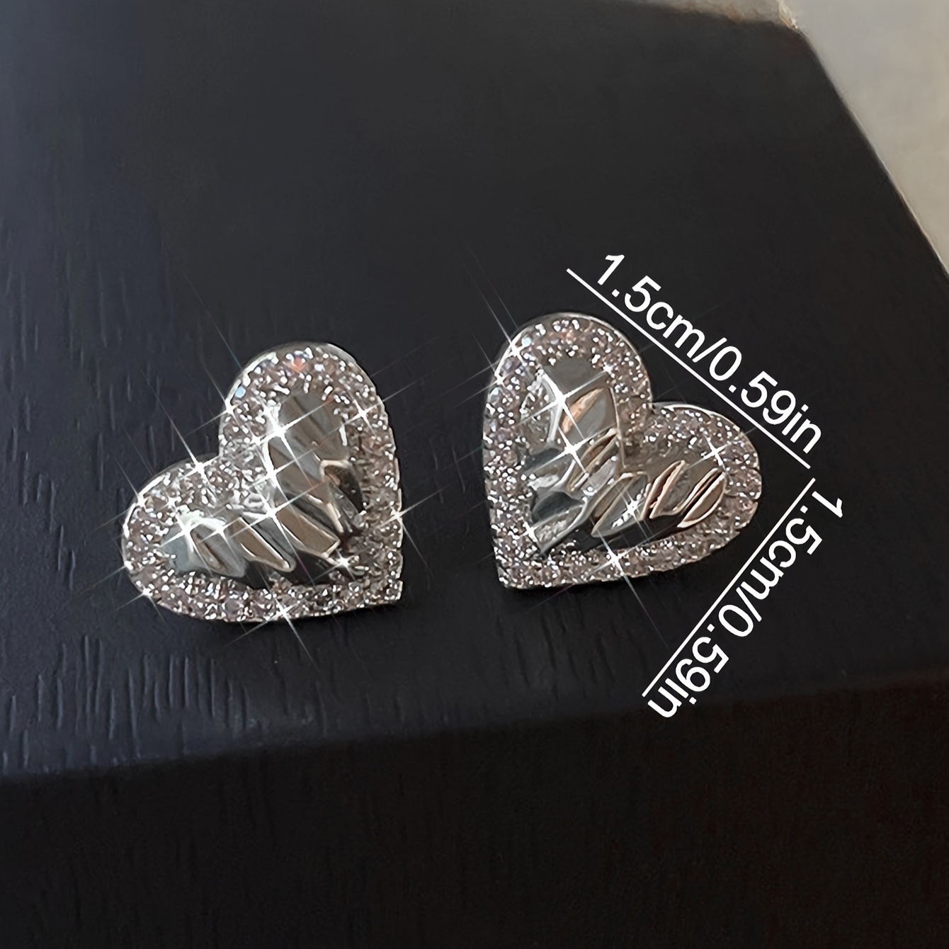 Pleated Rhinestone Love Earrings for Events